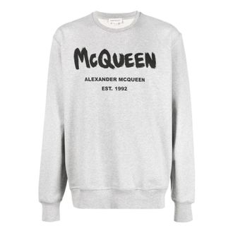 Alexander McQueen SS24 Graffiti Organic Cotton Sweatshirt Grey 688713QTZ810902