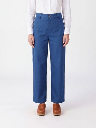 Chlo&eacute; High-Waisted Wide-Leg Cotton Trousers with Slant Pockets