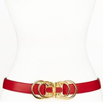 Raina Rocky Buckle Leather Belt in Red at Nordstrom, Size Medium