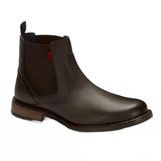 Andrea Mens Pull-On Leather Boots In Dark Brown