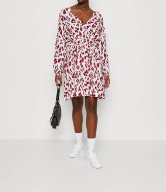 Scotch & Soda Wrapped Short Dress In Brushed Ikat Cherry Pie