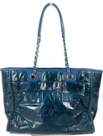 Chanel Pre-owned Leather chanel-bags - Dames - Vintage Shopper - Blauw - ONE Size - Vintage