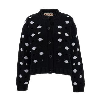 Marni Cardigan Corto con Davanti Jacquard - - Knitwear - Donna - Nero - 2XS