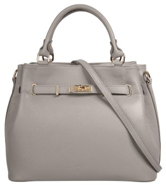 Samantha Look Henkeltasche SAMANTHA LOOK, Damen, Gr. B/H/T: 34cm x 27cm x 17cm onesize, grau, Leder, leicht gl&auml;nzend, unifarben, Taschen Henkeltasche, echt Leder, M