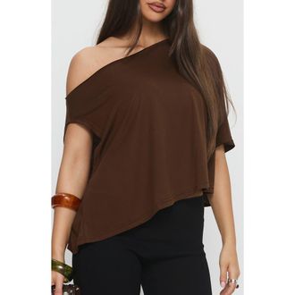 Princess Polly Passerby Asymmetric One-Shoulder Top in Brown at Nordstrom, Size 10