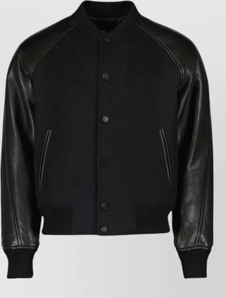 Givenchy mixed material bomber jacket leather panels