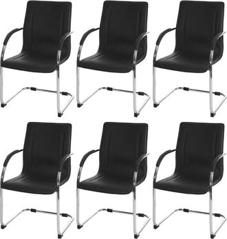 Hhg Hhg - Lote De 6 Sillas De Comedor Samara, Cantilever Silla De Cocina Sill&oacute;n Silla, Acero, Negro