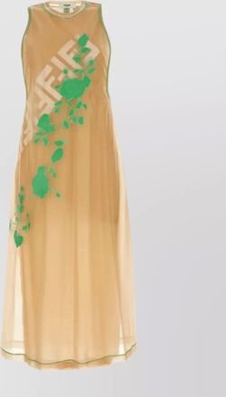 Fendi jersey dress with roses motif and sheer overlay