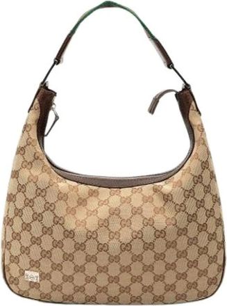 Gucci Pre-owned Shoulder Bags, female, Beige, Size: ONE SIZE Pre-owned Canvas Shoulder Bag