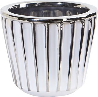 Nearly Natural 4.75-in Ceramic White Vase with Silver Burnishing at Nordstrom