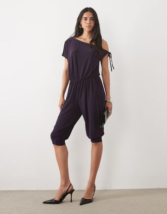Miss Selfridge jumpsuit capri monospalla-Grigio