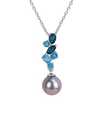 Rina Limor Silver 0.99 ct. tw. Gemstone & 8-8.5mm Pearl Pendant