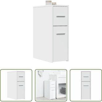 vidaXL Armadietto da bagno con ruote - Armadietto da Bagno Stretto con Ruote Bianco in Truciolato