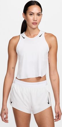 Nike Womens AeroSwift Dri-FIT ADV Cropped Running Tank Top in White | FN2713-100