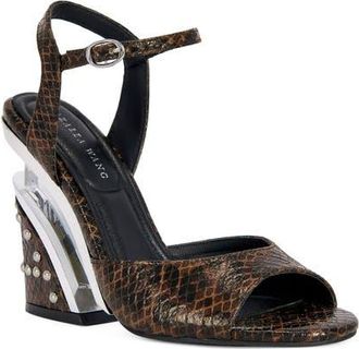 Azalea Wang Della Snake Embossed Split Heel Sandal in Brown Multi at Nordstrom, Size 8.5