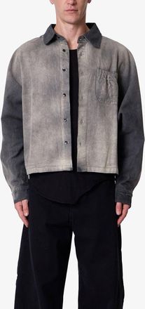 mnml Spray Denim Button-Up Shirt in Washed Black at Nordstrom, Size Xx-Large
