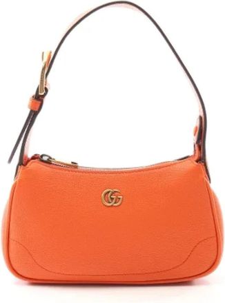 Gucci Pre-owned Leather gucci-bags - Dames - Vintage Handtas - Oranje - ONE Size - Leer - Vintage