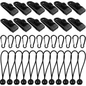 OEM Juego De 12 Clips Impermeables Para Lonas - Cord&oacute;n El&aacute;stico De Nailon - Mosquetones De Aleaci&oacute;n De Aluminio - Sujetadores Para Camping Y Toldos - Crez