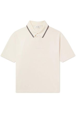 Frame Denim Striped Cotton-Piqué Polo Shirt