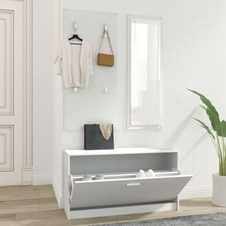 vidaXL Set Scarpiere 3 in 1 Bianco in Legno Multistrato - Vidaxl