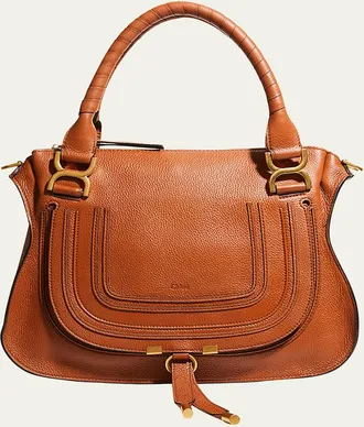 Chlo&eacute; Marcie Medium Double Carry Satchel Bag in Grained Leather