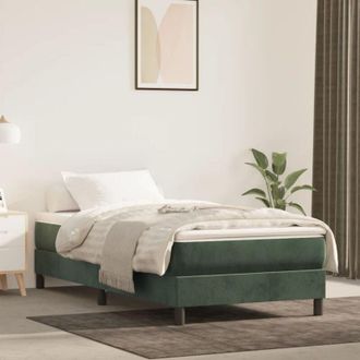 vidaXL vidaXL Struttura Letto a Rete a Molle Verde Scuro 90x190 cm in Velluto