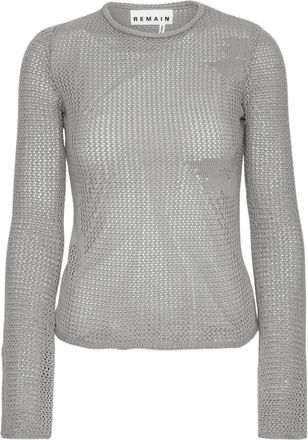 Remain Kant Gebreide Lange Top - Dames - Longsleeves - Grijs - XS - Katoen - Tops