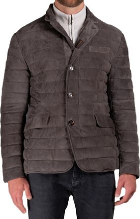 Moorer MenS Smoke Quilted Button-Up Jacket, Size 56