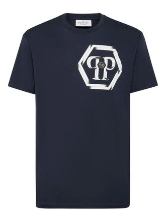 Philipp Plein T-shirt met Hexagon-logo - Blauw