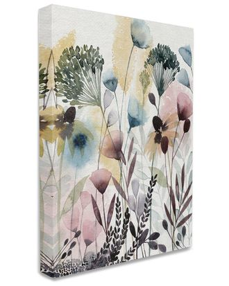 Stupell Industries Wild Florals Opaque Layers Soft Watercolor Pink Blue Stretched Canvas Wall Art By Grace Popp