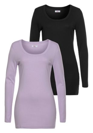 Flashlights Langarmshirt Packung, 2 Stk. tlg. sehr figurbetonter Schnitt, Rundhalsausschnitt, aus 100% Baumwolle