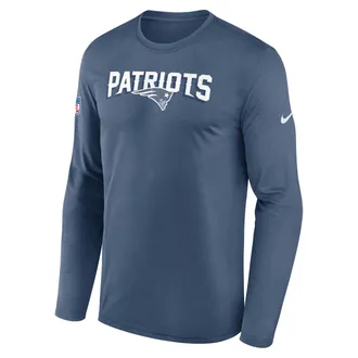 Nike New England Patriots Rivalries Collection Sideline Legend Nike Mens Dri-FIT NFL Long-Sleeve T-Shirt in Blue | 02TJ4NR8K-X5L