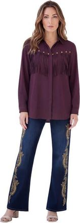 Roaman's Fringe Big Shirt in Dark Berry at Nordstrom, Size 40
