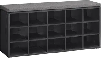 Vasagle Banco zapatero de color negro &eacute;bano y gris pizarra