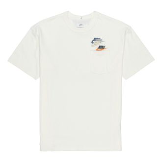 Nike Mens Nike As Nsw Tee Prem Pocket Casual Breathable Round Neck Logo Solid Color Short Sleeve White T-Shirt DV3316-133