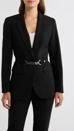 Anne Klein One-Button Notch Collar Blazer in Anne Black at Nordstrom, Size 14