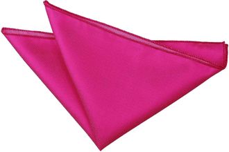 DQT Men Pink Solid Plain Stripe Floral Paisley Polka Dot Pocket Square - Solid Check Fuchsia Pink