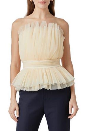 endless rose Strapless Tulle Peplum Top in Ivory at Nordstrom Rack, Size Large