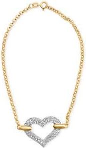 House of Brilliance 10K Two Tone Gold 1/4 Cttw Diamond Encrusted Heart Charm Bracelet in Yellow at Nordstrom
