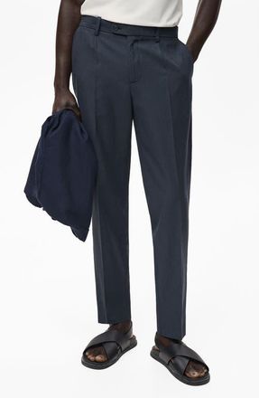 Mango Tapered Crop Chinos in Navy at Nordstrom, Size 34