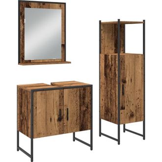 vidaXL Juego De Muebles De Ba&ntilde;o 3 Pcs Marr&oacute;n 33 X 33 X 102.5 Cm Vidaxl