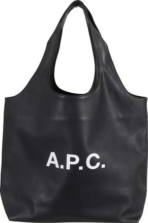 A.P.C. Black Tote Ninon Front Logo Polyurethane Tote Bag