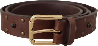 Dolce & Gabbana Mens Leather Belt Studded Model Brown - Size 90 cm