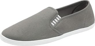 Generic Mens Slip on Canvas Summer Shoes (Grey Stripe, UK Footwear Size System, Adult, Men, Numeric, Medium, 12)