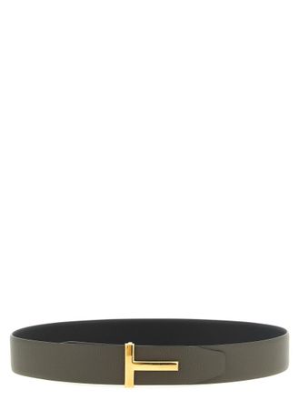 Tom Ford Olive Green T Buckle Reversible Belt