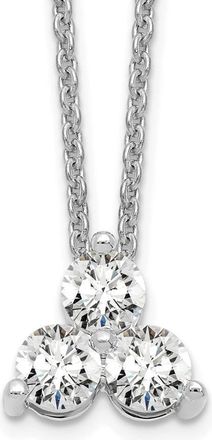 Diamond2Deal 14K Gold 1/2 Ct Lab Grown Diamond Three Stone Necklace 18 Clarity VS, Color D-E