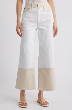 Rails Getty High Waist Crop Wide Leg Jeans in Crema Embroidered at Nordstrom Rack, Size 32