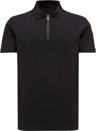 Moncler Polo Shirts, male, Black, L, Black Zip Polo Shirt