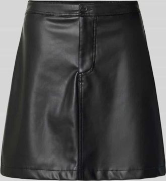 Tom Tailor Denim leicht ausgestellter Rock in Lederoptik mit Knopfverschluss in Black, Größe XL