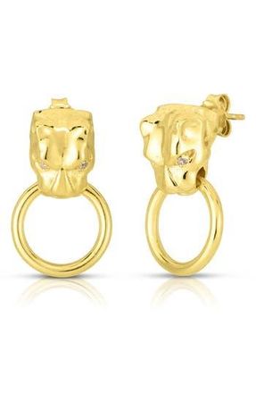 Sphera Milano 14K Gold Vermeil CZ Door Knocker Earrings in Yellow Gold at Nordstrom Rack